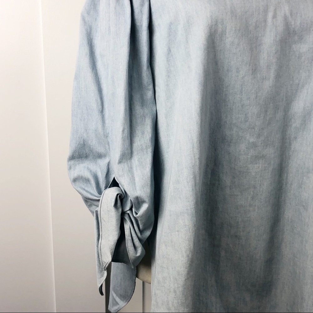 Tibi Off The Shoulder Chambray Tunic Sz 0 - Picture 5 of 8